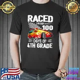 Official Raced 100 Days Of School Happy 100th Day 4th Grade T Shirt Unisex