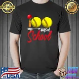 Original 100 Days of School Softball Teacher Kids 100th Day Softball T-Shirt Unisex