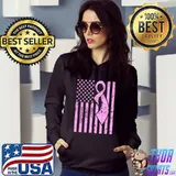 Premium Breast Cancer Awareness Clothes Pink Flag T-shirt