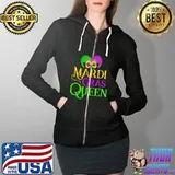 Premium Carnival Party Confetti Outfit - Mardi Gras Queen Crow T-Shirt Full Zip Hooded