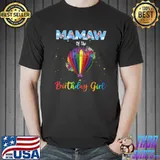 Premium Mamaw Of The Birthday Girl Hot Air Balloon Family Party T-Shirt Unisex