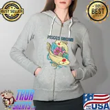 Premium Pisces Mythical Fish Feb March Birthday Retro Distressed Art Premium T-Shirt Full Zip Hooded
