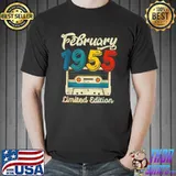 Premium Retro February 1955 Cassette Tape 67th Birthday Decorations T-Shirt Unisex