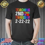 Premium Teaching 2nd Grade on Twosday 2222022 Math Teacher T-Shirt