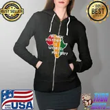 Top Black History Month World African American Roots T- Full Zip Hooded