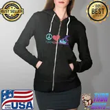 Top Cute Mermaid Peace Love Mermaids Girls Fairytale T-Shirt Full Zip Hooded