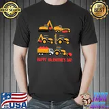 Top Happy Valentines Day Heavy Equipment Excavator V-Day Boys T-Shirt Unisex