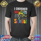Top I Crushed 100 Days of School Construction Vehicle Boys T-Shirt