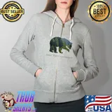 Top Save The Environment Bear Silhouette Environmental Protection T- Full Zip Hooded