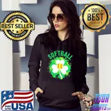 Top Softball Shamrock Lucky Clover Irish St Patrick’s Day T-Shirt