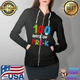 100 Days of Pre-k Teacher Boys Girls 100th Day Pre-k School Premium T-Shirt Full Zip Hooded