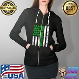 American Flag Shamrock One Lucky Dad St Patricks Day Papa T- Full Zip Hooded
