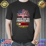 American Grown with Zimbabwean Roots USA Flag Zimbabwe T-shirt
