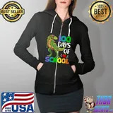 Awesome 100 Days Of School Dinosaur T-rex Wearing Mask Smarter Kids T- Full Zip Hooded