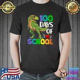Awesome 100 Days Of School Dinosaur T-rex Wearing Mask Smarter Kids T- Unisex