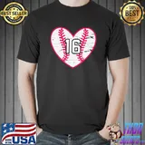 Awesome Baseball Softball Heart Number 16 Sports Player Fan Jersey T- Unisex