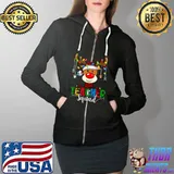 Awesome Bleached Teacher Squad Reindeer Funny Teacher Christmas Xmas T- Full Zip Hooded