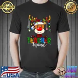 Awesome Bleached Teacher Squad Reindeer Funny Teacher Christmas Xmas T- Unisex