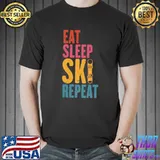 Awesome Eat Sleep Ski Repeat Funny Skier Vintage Retro Snowboard Premium T-Shirt Unisex