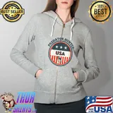 Awesome Predator Hunter Patriotic USA Flag - Coyote Fox Hunting T- Full Zip Hooded