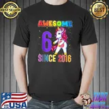 Awesome since 2016 Bday 6 Years Old Unicorn Dabbing Girl T-shirt