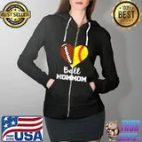 Ball MomMom Heart Funny Football Softball T- Full Zip Hooded