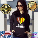 Ball MomMom Heart Funny Football Softball T-shirt