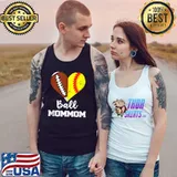 Ball MomMom Heart Funny Football Softball T- Tank Top