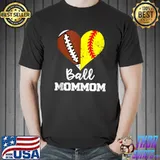 Ball MomMom Heart Funny Football Softball T- Unisex
