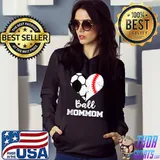 Ball MomMom Heart Funny Soccer Baseball T-shirt