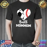 Ball MomMom Heart Funny Soccer Baseball T- Unisex