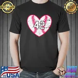Baseball Softball Heart Number 42 Sports Player Fan Jersey T-shirt