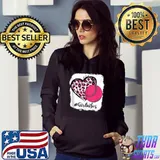 Bleached Softball Girl Vibes Pink Leopard Heart Messy Bun T-Shirt