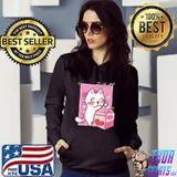 Cute Cat Lady Kawaii Cat Hugging Japanese Strawberry Milk T-Shirt