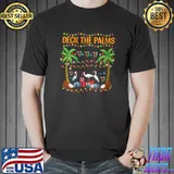 Deck the Palms Merry Flamingo Christmas tee T- Unisex