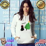 Funny Black Cat Pushing Christmas Tree Over Cat What T-shirt