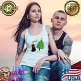 Funny Black Cat Pushing Christmas Tree Over Cat What T- Tank Top
