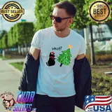 Funny Black Cat Pushing Christmas Tree Over Cat What T- Unisex