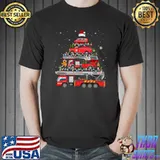 Funny Firefighter Fire Truck Christmas Tree Lights Santa Fireman T- Unisex
