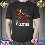 Funny Granny Saurus Christmas Shirt T Rex Plaid Red Buffalo T- Unisex