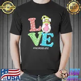Funny LOVE Gnome Nurse Life Leopard Happy Easter Day T-Shirt Unisex