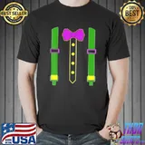 Funny Mardi Gras Bow Tie & Suspenders Matching Mens Boys T-Shirt Unisex