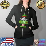 Gamer Elf Family Matching Christmas Funny Gift Pajama T- Full Zip Hooded