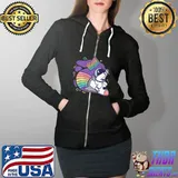 Gay Astronaut with Rainbow Flag - Cute LGBTQ Pride Premium T-Shirt Full Zip Hooded
