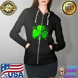 Green Leaf Clover Paw Shirt Full Zip Hooded