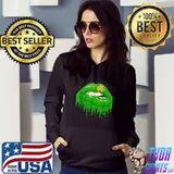 Green Lips Sexy Irish Shamrock St Patricks Day T-Shirt