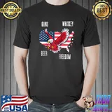 Guns Whiskey Beer Freedom - USA Flag T-Shirt Unisex