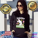 HAPPY EASTER Bunny Egg Basket Honeybee Flowers Sun T-Shirt