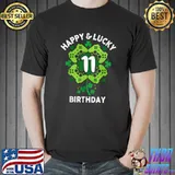 Happy & Lucky 11th Birthday, Gamer Shamrock St Patricks Day T-Shirt Unisex