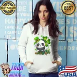 Happy St. Patrick's Day Panda Green Buffalo Plaid Shamrocks T-Shirt